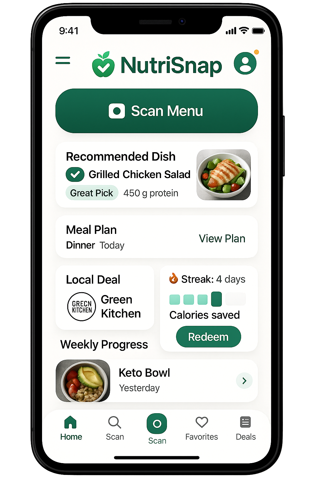 MyMealExpert Dashboard - Main overview with personalized recommendations
