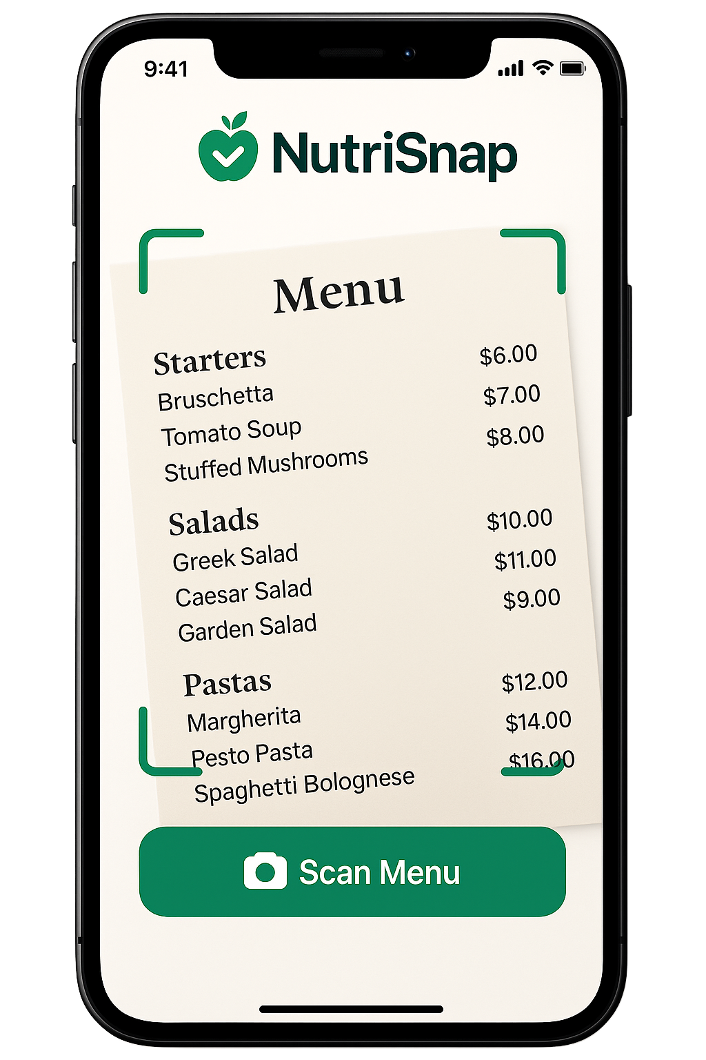 Menu Scanning - Point camera at any restaurant menu