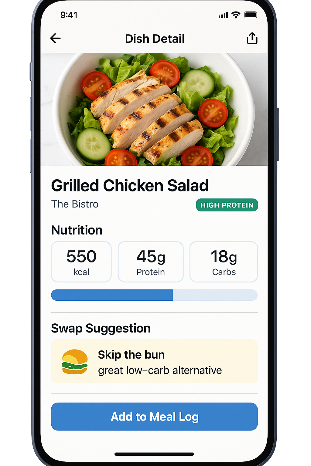 Dish Details - Color-coded recommendations for each meal