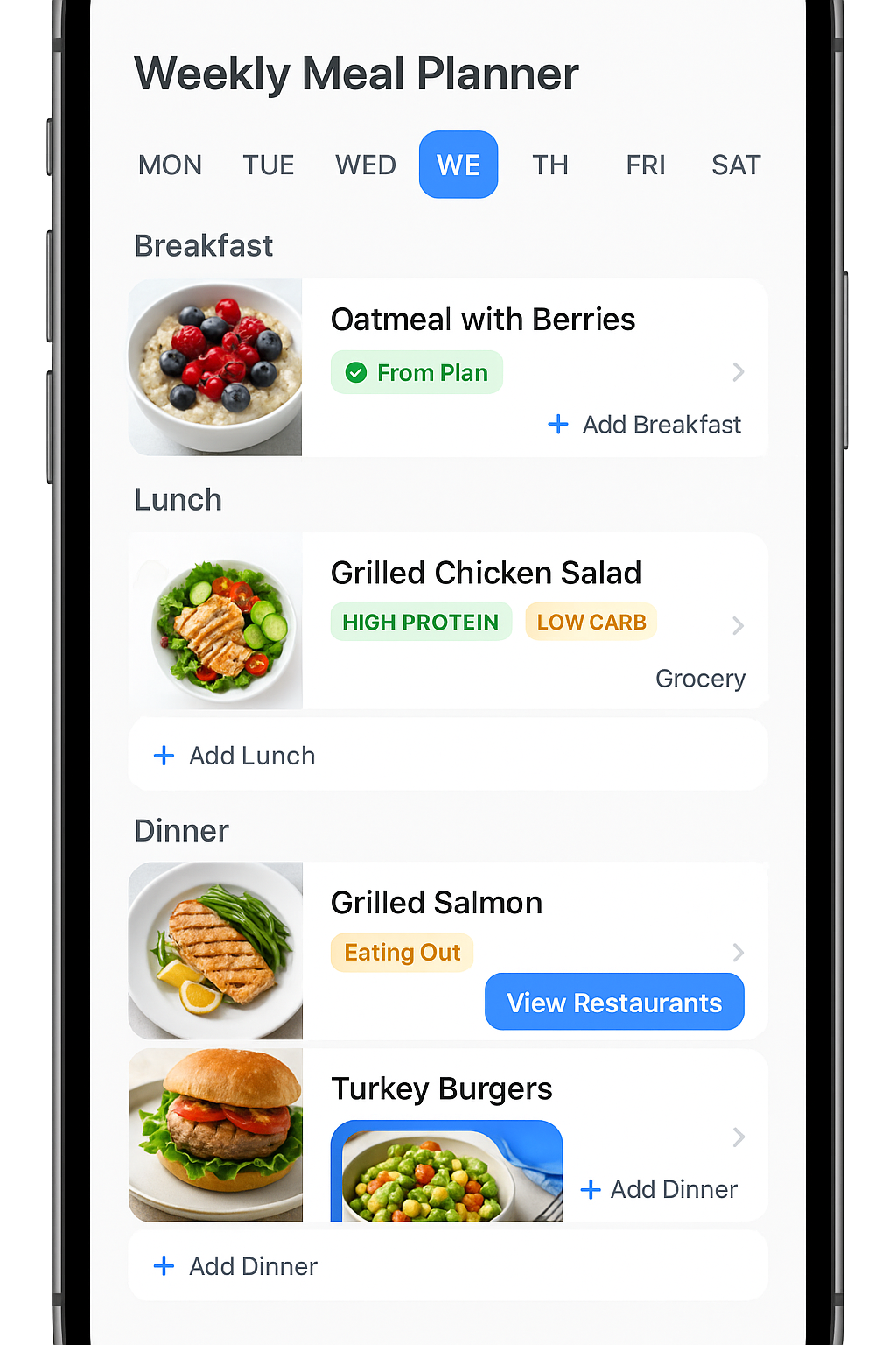 Weekly Planner - Auto-generated meal planning interface